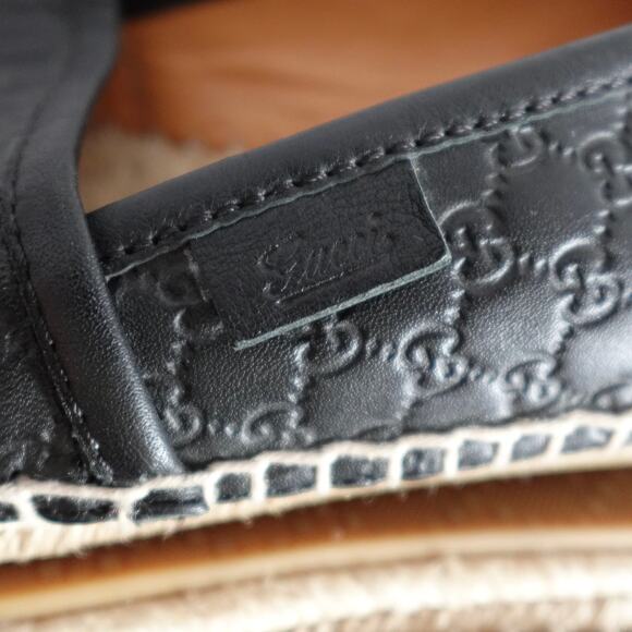 Gucci Guccisima Black GG Logo Leather Espadrilles size 36.5 - Picture 8 of 13